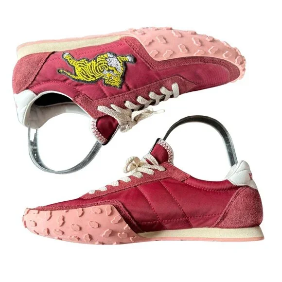 Kenzo Move Sneakers Red and Pink Retro Style with Tiger Patch Womens Size 38 - Picture 2 of 9